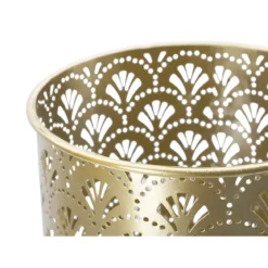 Set 2 Colonne Portavaso da Pavimento Metallo Oro Cestelli Removibili