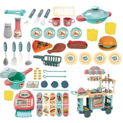 Set Cucina Giocattolo Fast Food per Bambini Completa con Accessori
