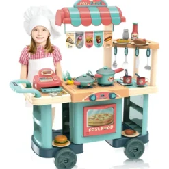 Set Cucina Giocattolo Fast Food per Bambini Completa con Accessori