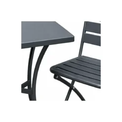 Set da Pranzo Tavolo con 2 Sedie Pieghevoli Acciaio da Giardino Esterno Balcone