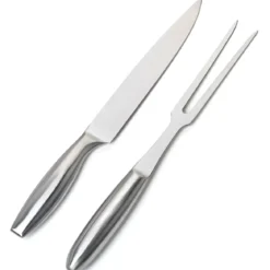 Set da Taglio per Barbecue Acciaio Inox Coltello Forchetta 33 cm