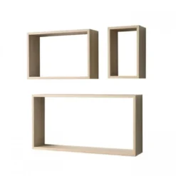Set di 3 Mensole Rettangolari a Muro Scaffali da Parete Muro Rovere