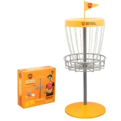 Set Disc Golf con Canestro e Dischi da Giardino Arancione Portatile