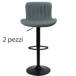 Set di 2 Sgabelli Altezza Regolabile con Seduta Grigio in Ecopelle da Bar