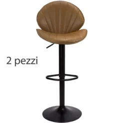 Set di 2 Sgabelli Bar con Altezza Regolabile Struttura a Piede Tortora