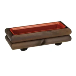 Set 2 Fioriera in Legno Color Castagno 57x25x16 cm con Vaschetta