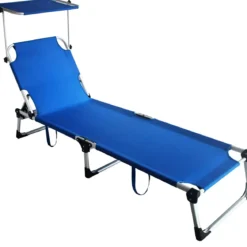 Set 2 Lettini Prendisole da Giardino Mare Pieghevoli in Alluminio Blu