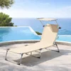 Set 2 Lettini Prendisole da Giardino Mare Pieghevoli Alluminio Beige