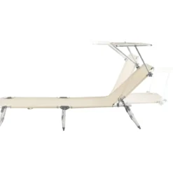Set 2 Lettini Prendisole da Giardino Mare Pieghevoli Alluminio Beige