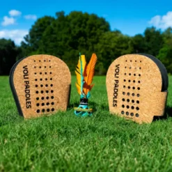 Set Paddle Badminton Volano 2 Racchette in Sughero Gioco da Esterno
