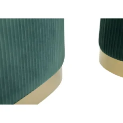 Set Panca Contenitore con 2 Pouf in Velluto Verde Oro Camera Salotto