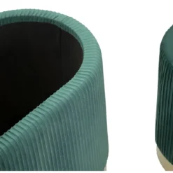 Set Panca Contenitore con 2 Pouf in Velluto Verde Oro Camera Salotto