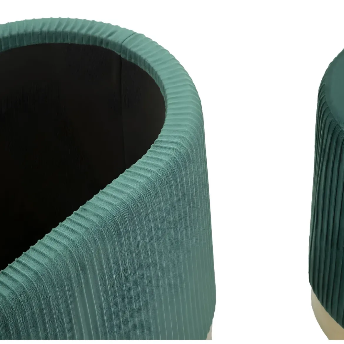 Set Panca Contenitore con 2 Pouf in Velluto Verde Oro Camera Salotto