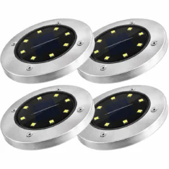 Set 4 Pezzi Luce Solare Segnapasso con Sensore Crepuscolare 8 LED