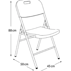 Set 4 Pezzi Sedie Pieghevoli Acciaio Plastica Bianca 45x50x88 cm