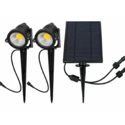 Set 2 Picchetti Luce Solare LED 3W Sensore Crepuscolare Orientabile