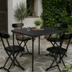 Set Pieghevole in Resina Tavolo e 4 Sedie da Esterno Picnic Campeggio Giardino