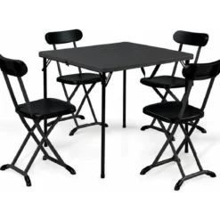 Set Pieghevole in Resina Tavolo e 4 Sedie da Esterno Picnic Campeggio Giardino