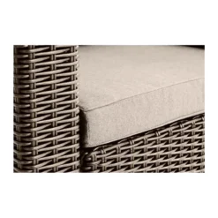 Set 2 Poltrone da Giardino in Resina Rattan Cappuccino con Cuscini