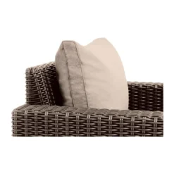 Set 2 Poltrone da Giardino in Resina Rattan Cappuccino con Cuscini