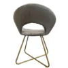 Set 2 Poltrone da Interno in Velluto Grigio con Gambe in Metallo Dorato