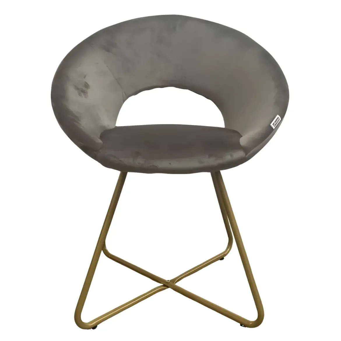 Set 2 Poltrone da Interno in Velluto Grigio con Gambe in Metallo Dorato