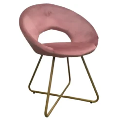 Set 2 Poltrone da Interno in Velluto Rosa con Gambe in Metallo Dorato