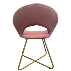 Set 2 Poltrone da Interno in Velluto Rosa con Gambe in Metallo Dorato