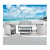 Set Polyrattan Bianco Divano 2 Sedie Tavolo Esterno Giardino Rattan Sintetico