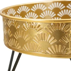 Set 2 Portavasi Bassi Metallo Nero Oro 20 e 18 cm Vasi Rimovibili