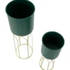 Set 2 Portavasi Metallo Verde Oro 23-19 cm Coppa Interna Portapiante