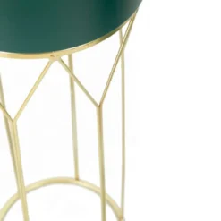 Set 2 Portavasi Metallo Verde Oro 23-19 cm Coppa Interna Portapiante