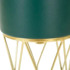 Set 2 Portavasi Metallo Verde Oro 23-19 cm Coppa Interna Portapiante