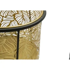 Set 2 Portavaso da Pavimento Metallo Oro Nero Piedistallo Removibile