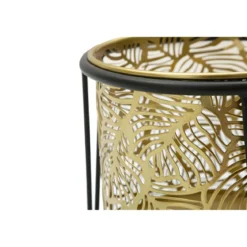 Set 2 Portavaso da Pavimento Metallo Oro Nero Piedistallo Removibile