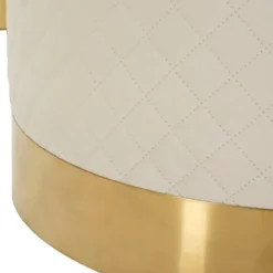 Set 3 Pouf Contenitori Crema Oro Legno Metallo da Interno Espositori