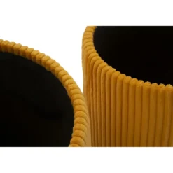 Set 2 Pouf Contenitori Imbottiti Senape Arancione per Salotto Camera