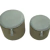 Set 2 Pouf Contenitori Imbottiti Verde Marrone per Salotto Camera