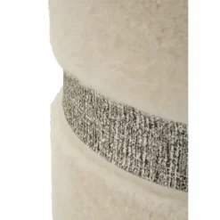 Set 2 Pouf Contenitori Imbottiti Crema Soffice Salotto Camera da Letto