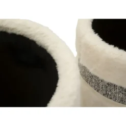 Set 2 Pouf Contenitori Imbottiti Crema Soffice Salotto Camera da Letto