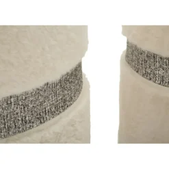 Set 2 Pouf Contenitori Imbottiti Crema Soffice Salotto Camera da Letto