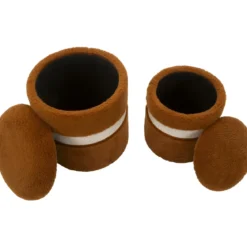 Set 2 Pouf Contenitori Imbottiti Marrone Soffice da Soggiorno Camera