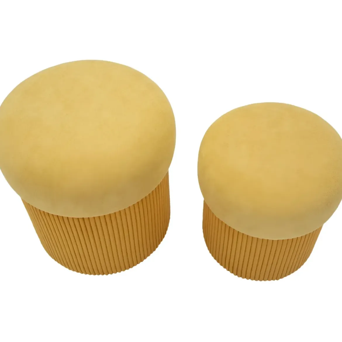 Set 2 Pouf Contenitori in Tessuto Senape Arancione Salvaspazio Camera