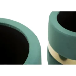 Set 2 Pouf Contenitori in Tessuto Verde Oro Salvaspazio Salotto Camera