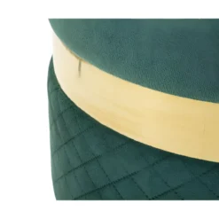 Set 2 Pouf Contenitori in Tessuto Verde Oro Salvaspazio Salotto Camera