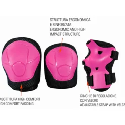 Set Protezioni Bambini Fucsia con Ginocchiere Gomitiere e Polsiere