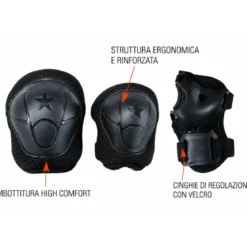 Set Protezioni Bambini Nero con Ginocchiere Gomitiere Parapolsi
