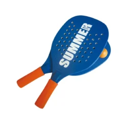 Set 2 Racchette Beach Tennis Legno Colorato con Pallina Morbida