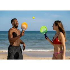 Set Racchettoni da Spiaggia in Tessuto Manico Morbido e Pallina Inclusa
