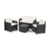 Set Salotto Resina Effetto Polirattan Divano Poltrone Tavolino Giardino Esterno